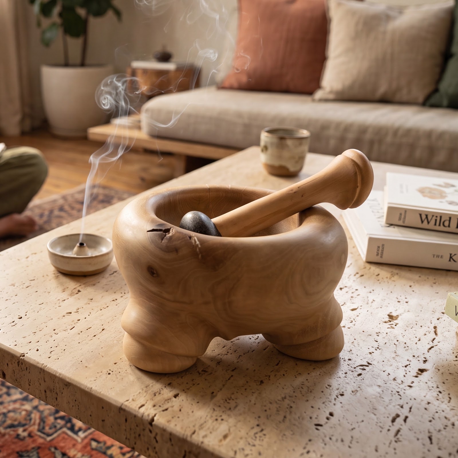 HAWAN wooden mortar and pestle